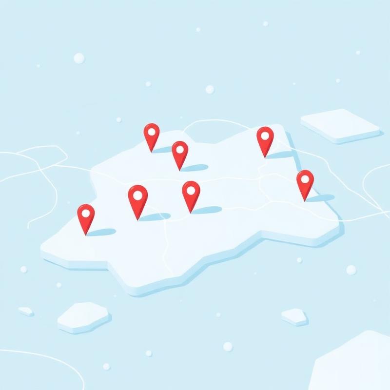 Mapa con ubicaciones de pesca en hielo marcadas